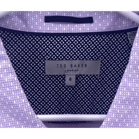 Ted Baker London Polo Shirt Mens 6 Jersey Golf Lavender Contrast Collar 2XL 48 - Picture 5 of 7